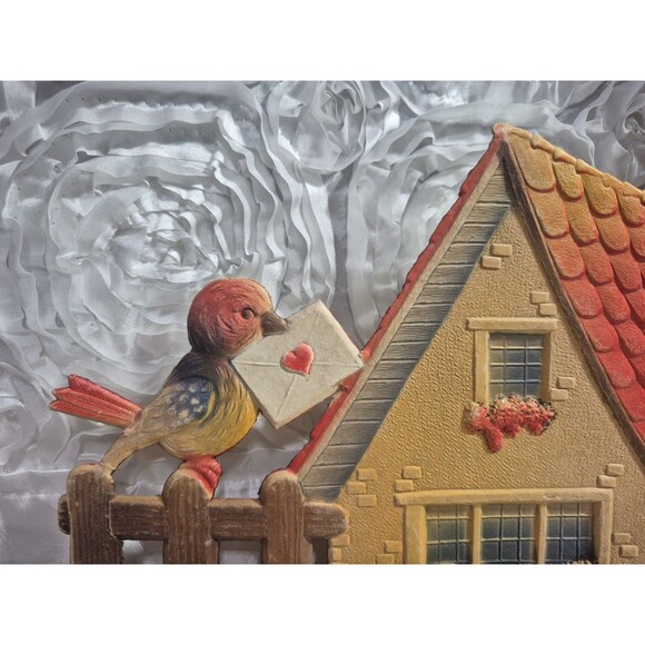 12" Large Antique German Valentine's Day Wall Decor Bird Heart Sealed Envelope - Picture 2 of 16